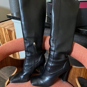 Nine West Sleek Black Leather Heeled Boots
